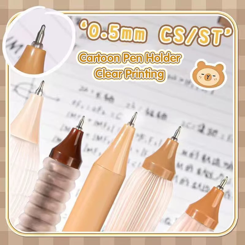 5PCS Gradient Color Press Pen Neutral Pen Full Carbon Set Creative Stationery Student Brushing Pen Signature Pen Black Pen