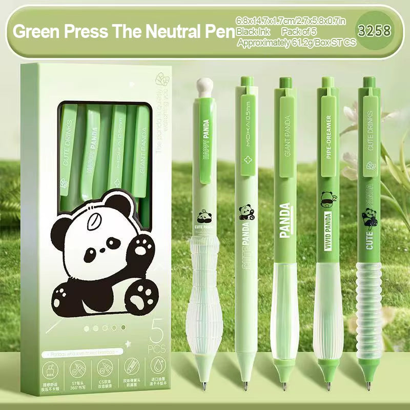 5PCS Gradient Color Press Pen Neutral Pen Full Carbon Set Creative Stationery Student Brushing Pen Signature Pen Black Pen