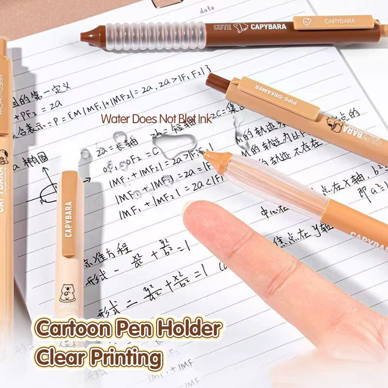 5PCS Gradient Color Press Pen Neutral Pen Full Carbon Set Creative Stationery Student Brushing Pen Signature Pen Black Pen